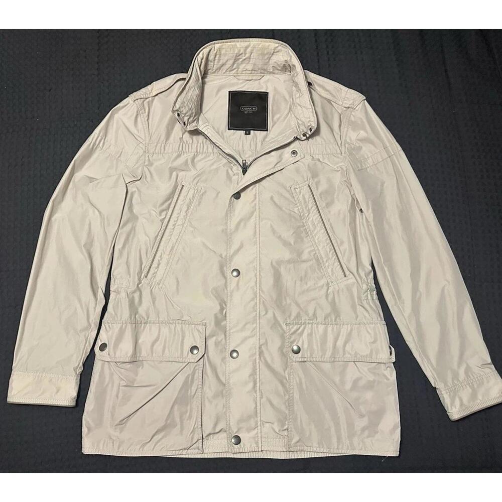 Vintage Coach Khaki Parka Jacket Tan Trench Coat Mens Large